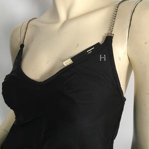 Huit lingerie black crystal strapped tankini top